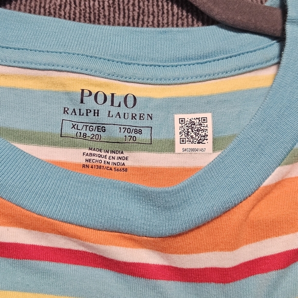 Ralph Lauren Striped Crewneck Tee - Youth XLarge - Picture 3 of 6